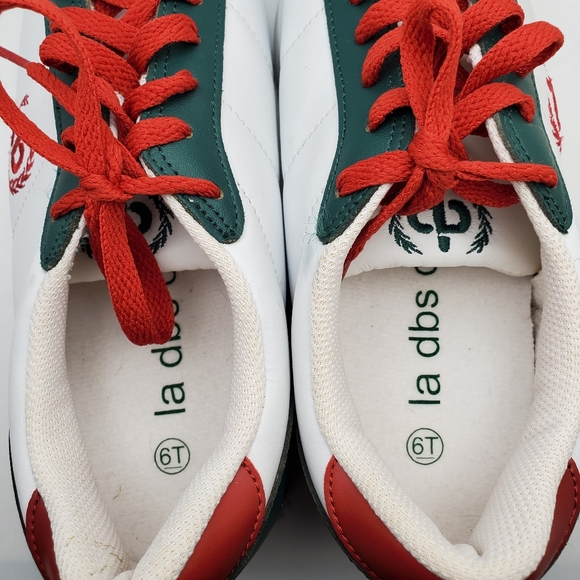 LA dbs Sneakers (women size 8)  6 1/2 White, Green, Red - Picture 4 of 13